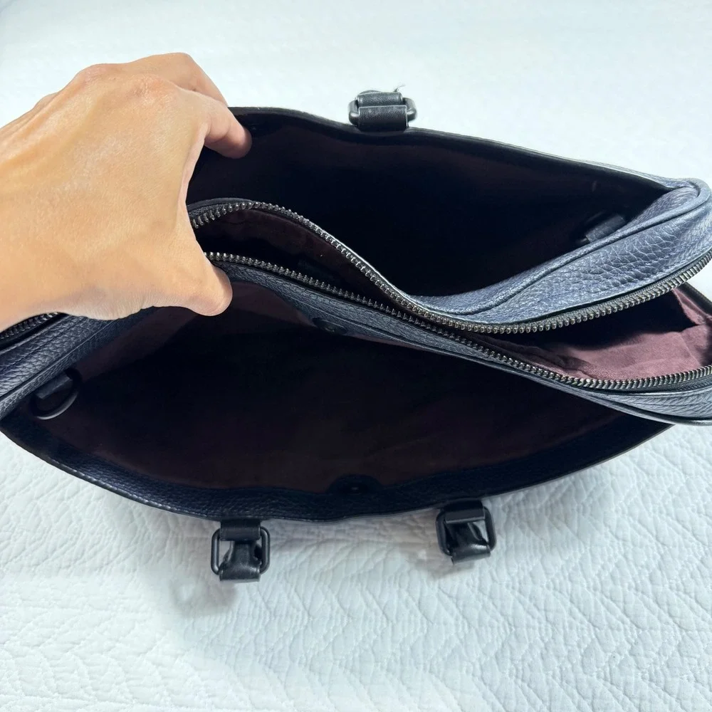 Coach Metropolitan Slim Briefcase - Navy Pebbled Leather Work Office Travel‎